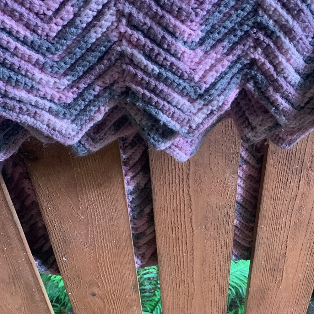 ⁹Hand Crocheted Chevron Design Throw Blanket